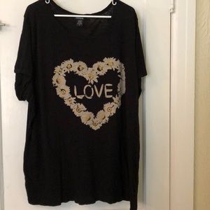 Black shirt with love logo